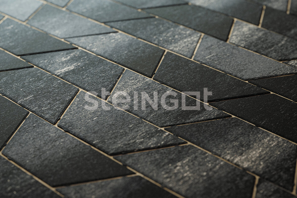 Steingot Тротуарная плитка Трапеция Графитовый камень (Stein Black) 60 мм фото